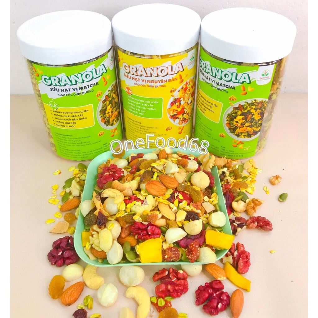 Hạt Ngũ Cốc Granola Ăn Kiêng Giảm Cân Onefood Granola Siêu Hạt Đủ Vị, Ganola Có Thêm Nhân Óc Đỏ, Macca Thơm Ngon