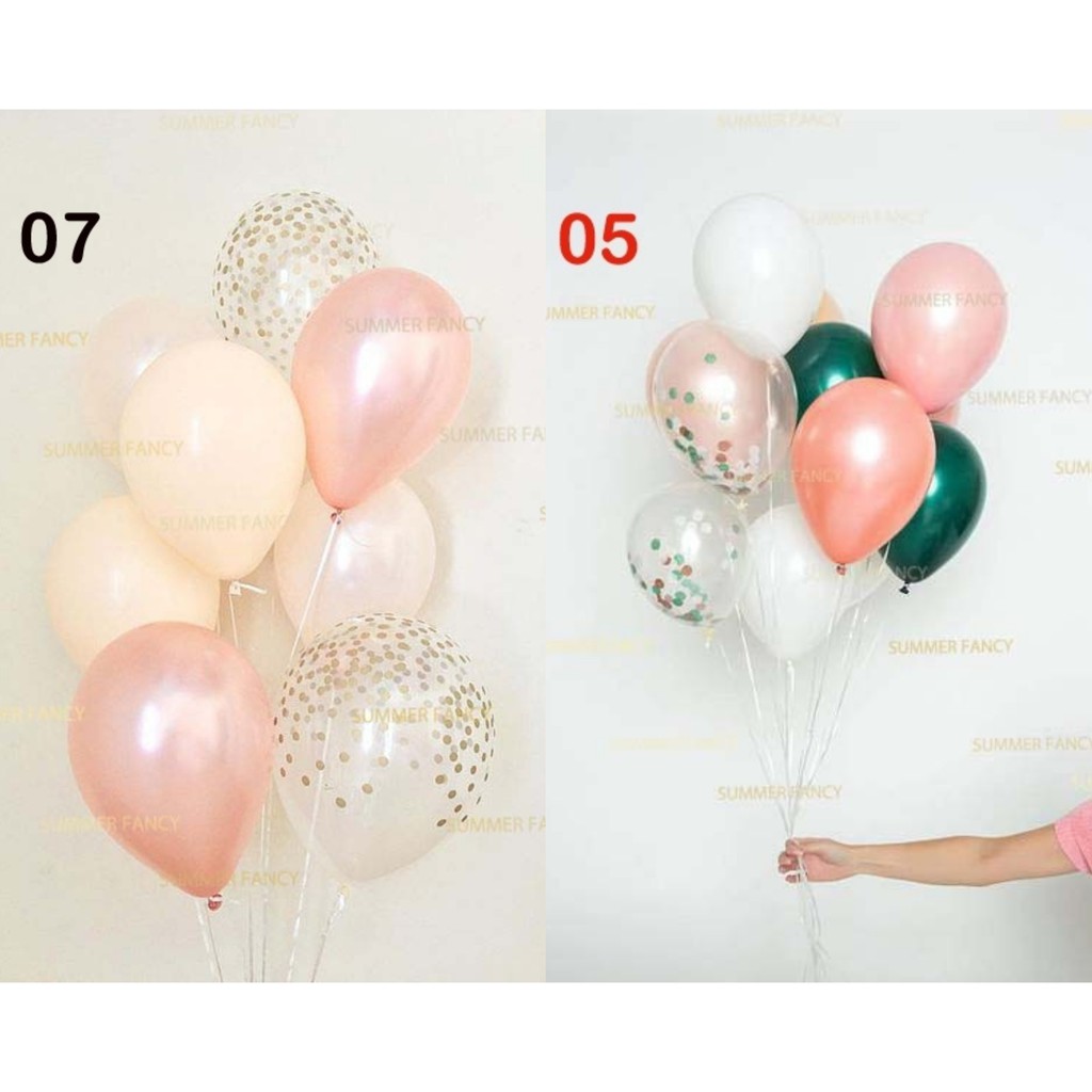 10 Bong bóng nhũ cùng màu trang trí tiệc sinh nhật - Latex balloon BONG BÓNG NHŨ THÁI LAN 10''(25cm)