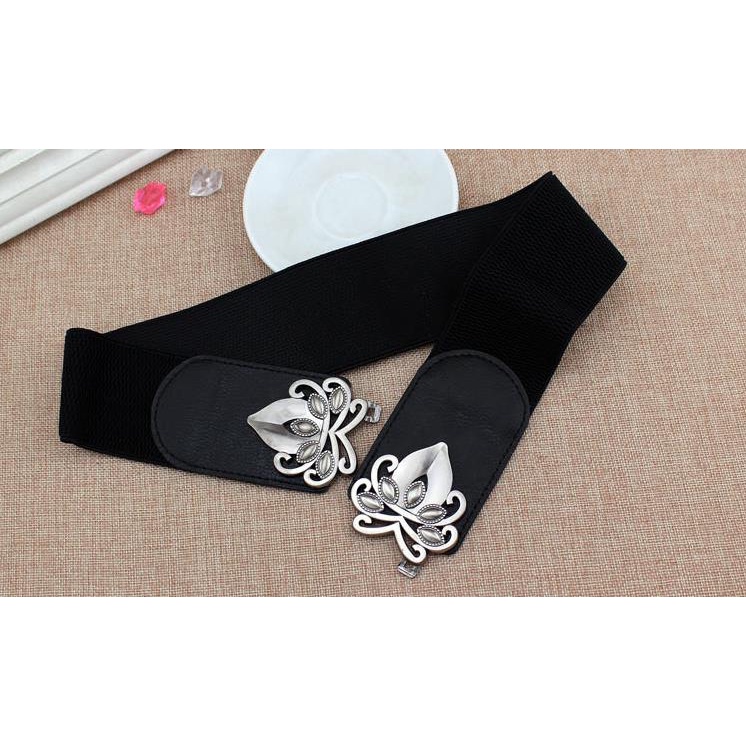 Thắt Lưng Nữ Bản Rộng Khóa Hợp Kim Hình Hoa Phong Cách retro Thời Trang