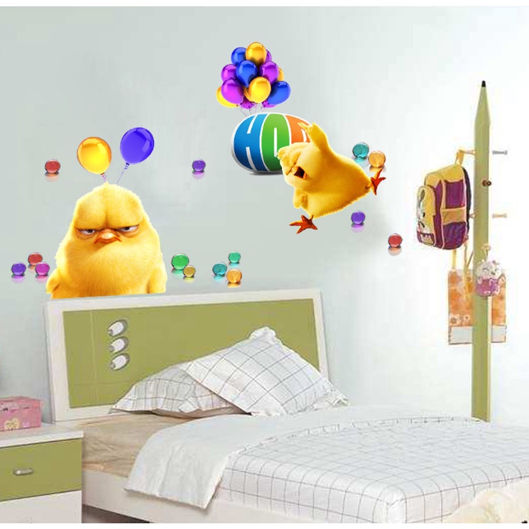 Decal trang trí tường - Chú gà vàng hài hước