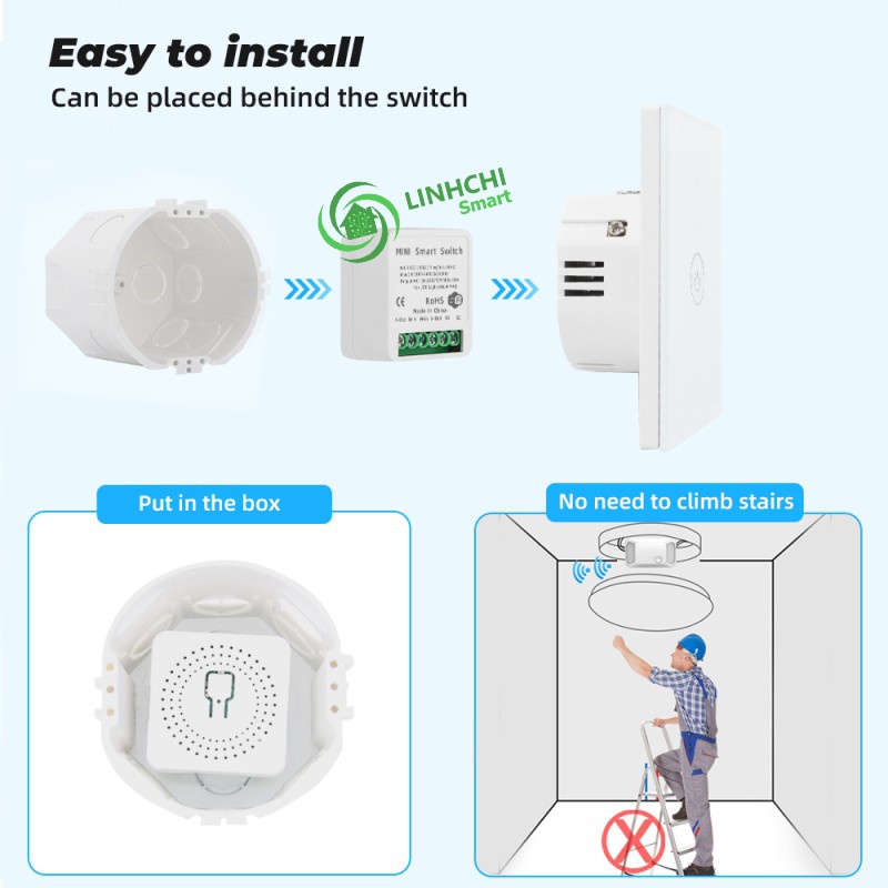 Công tắc TUYA DIY MINI WIFI 16A biến công tắc thường thành công tắc thông minh điều khiển từ xa trên điện thoại