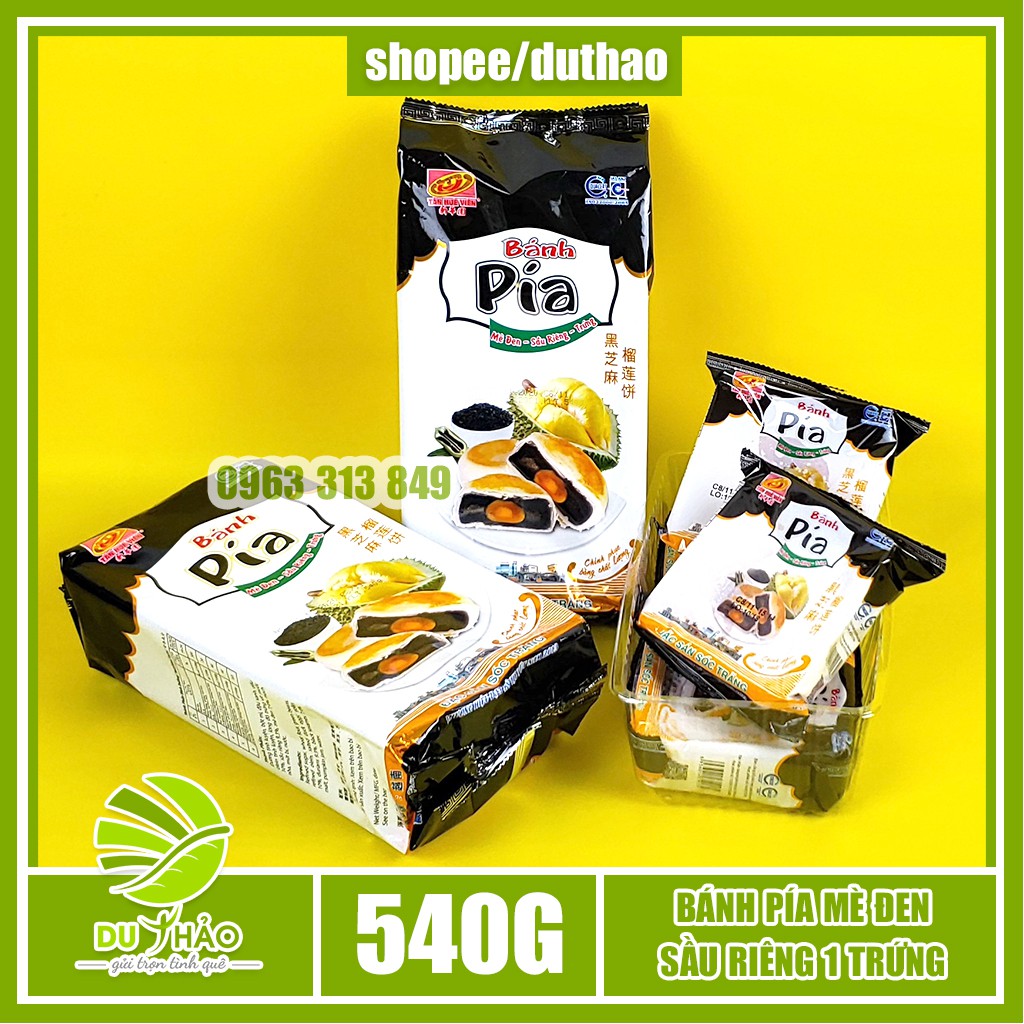 Bánh pía mè đen sầu riêng trứng muối Tân Huê Viên 540g