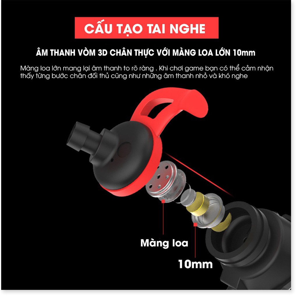 Tai Nghe Gaming Có Dây Nhét Tai Có Mic Nói Chuyện Cho Máy Tính Điện Thoại Chơi Các Dòng Game PUBG mobile/FF/ROS