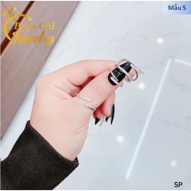 𝑲𝑯𝑼𝒀𝑬̂́𝑵 𝑴𝑨̣𝑰 Nhẫn Nữ Bạc Ta, Mẫu Cá Tính Cực Xinh