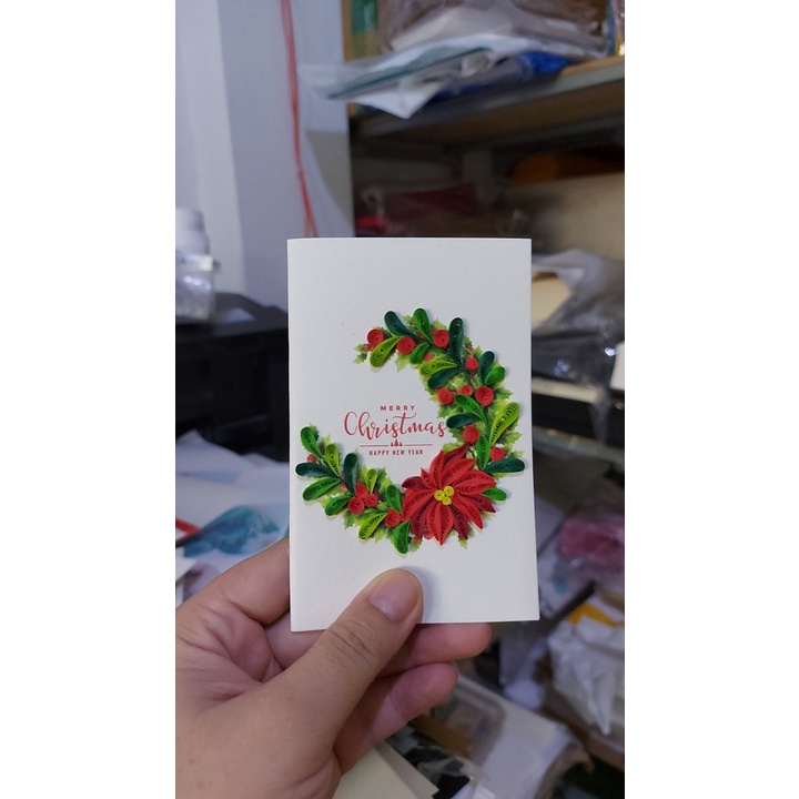 Thiệp Quilling giấy xoắn Handmade, NOEL kích thước 8cmx12cm