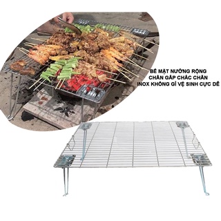 Vỉ nướng xếp gọn inox kiêm bàn dã ngoại