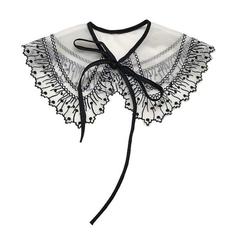 Vòng Cổ Lưới Phối Ren Giả Thêu Họa Tiết Phong Cách Lolita