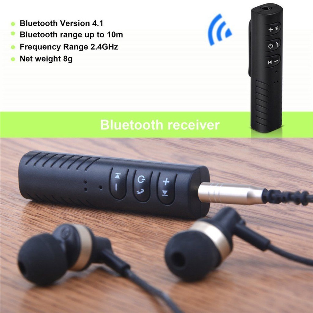 Thiết Bị Nhận Tín Hiệu Âm Thanh Bluetooth Mini Màu Đen Kèm Cáp Âm Thanh AUX 3.5mm