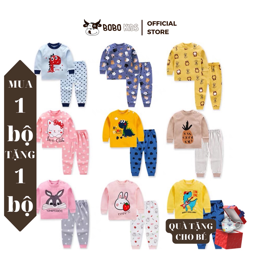Đồ Bộ Bé Trai Và Bé Gái BoBoKids Phối Họa Tiết Đáng Yêu Mặc Ở Nhà Cho Trẻ Em 1,5-10 Tuổi Phong Cách Hàn Quốc