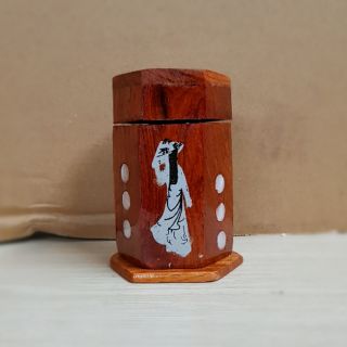 Hủ tăm gỗ lục giác khảm xà cừ