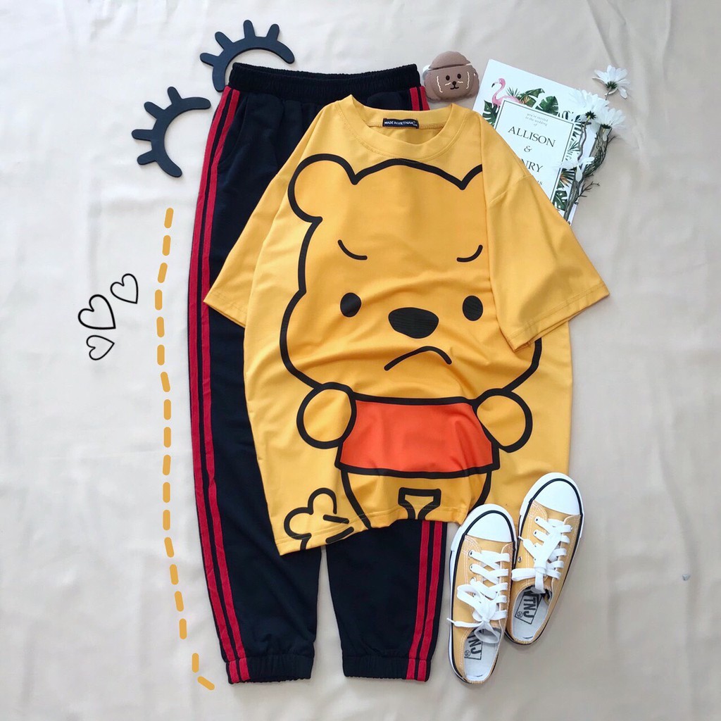 Set đồ bộ quần dài Jogger 2 Sọc MÀU ĐEN NHIỀU MẪU 2 ❤️ Bộ hoạt hình form rộng Freesize Unisex nam nữ Molly Fashion