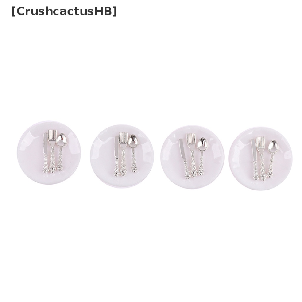 [CrushcactusHB] Bộ Đĩa Dao Muỗng Nĩa Trang Trí Nhà Búp Bê Thu Nhỏ 1: 12 Bán Chạy