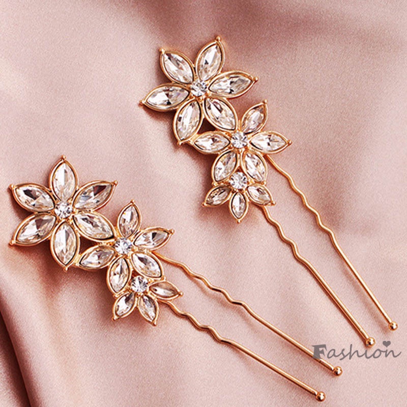 Trâm Cài Tóc Hình Chữ U Đính Đá Sáng Bóng Cao Cấp Thời Trang Cho Cô Dâu