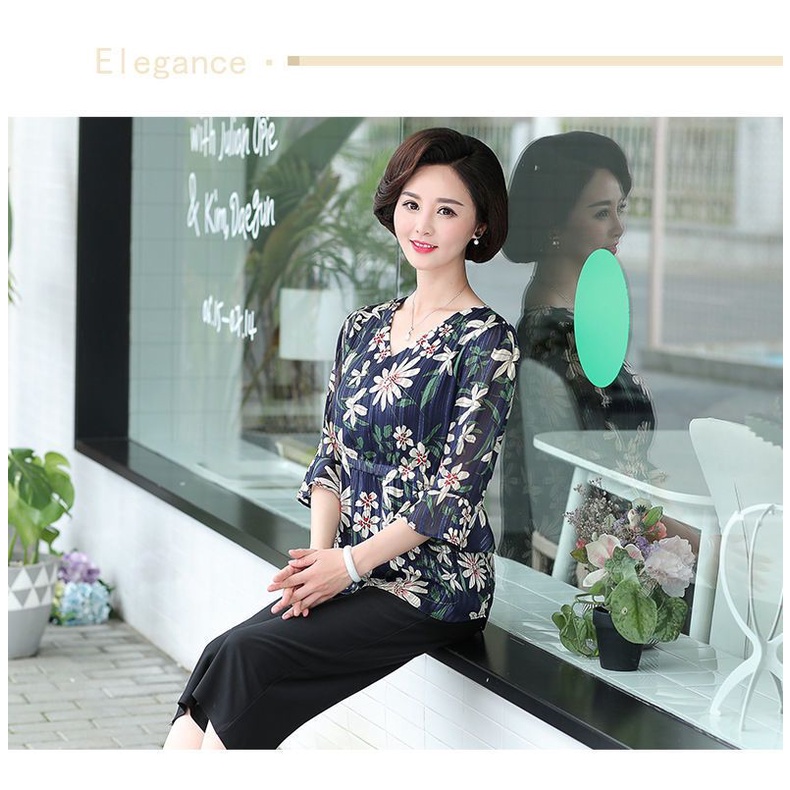 Áo Thun Tay Ngắn Thời Trang Mùa Hè Cho Phụ Nữ Trung Niên