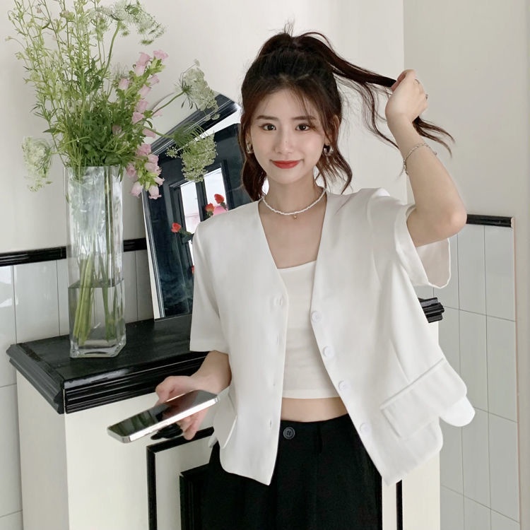 Áo Khoác Vest Ngắn Thời Trang Mùa Hè Phong Cách Hàn Quốc Cho Nữ