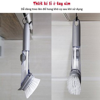 Chổi kèm cọ rửa thông minh chứa xà phòng kèm bình xịt tiện lợi cọ xoong nồi