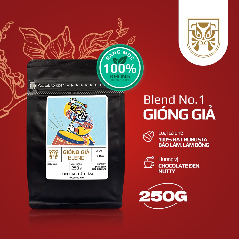 Gióng Giả - 100% cà phê Robusta Natural CLC đậm vị đắng khổ qua, hậu ngọt dài và thơm (Phin, Pha Máy)