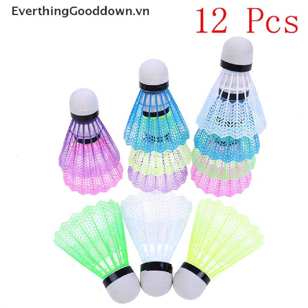 Everthinggooddown Set 12 Quả Cầu Lông Bằng Nhựa Nhiều Màu