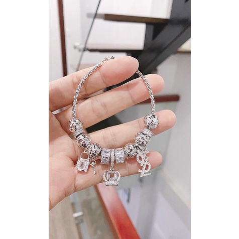 Vòng tay bạc phụ kiện tháo rời tự chọn bạc chuẩn phủ vàng trắng