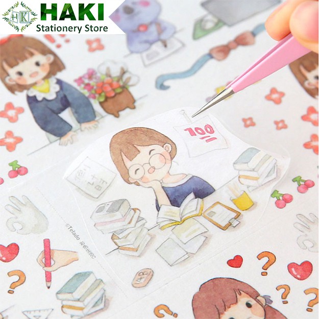 Nhíp gắp sticker màu macaron HAKI, nhíp gắp hình dán hỗ trợ trang trí sổ tay bullet journal