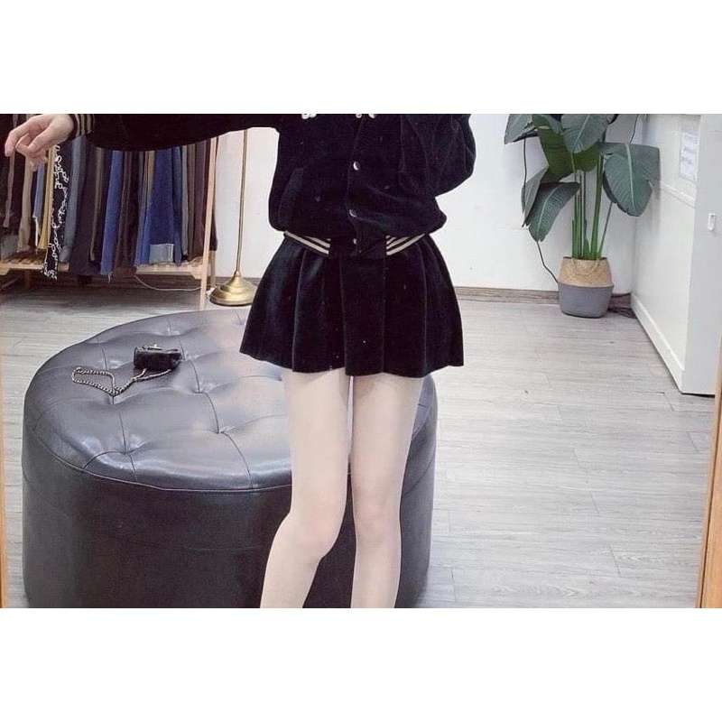 CV49 CHÂN VÁY NHUNG XOÈ DÁNG NGẮN CHO NỮ