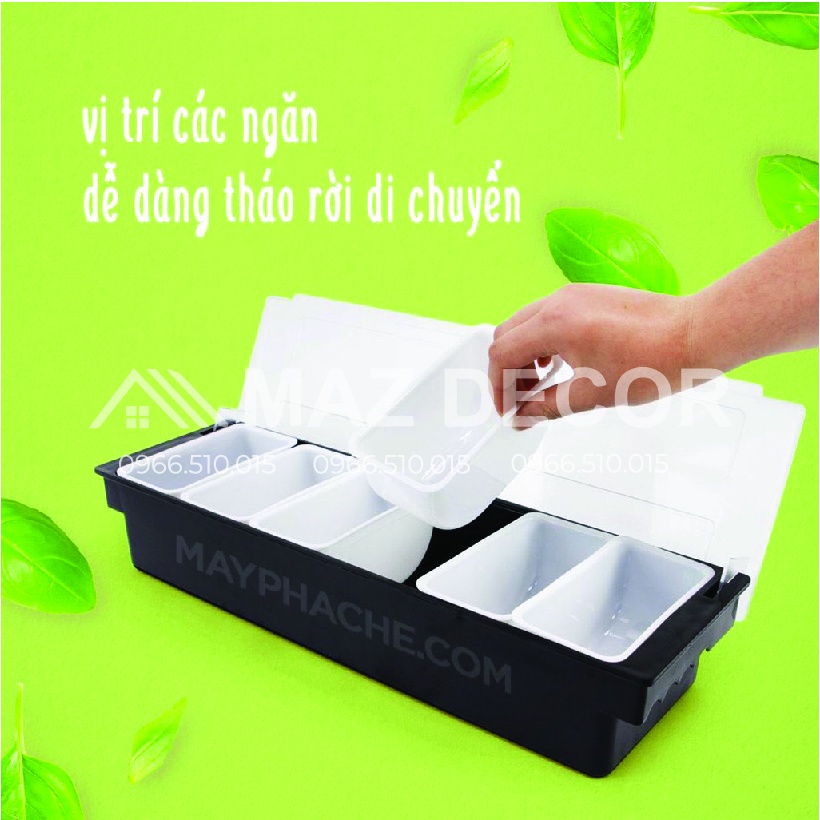 SALE GIÁ SỈ TẠI XƯỞNG Khay topping 3-4-5-6 ngăn chứa đựng đồ hoa quả decor, thạch nhựa có nắp đậy