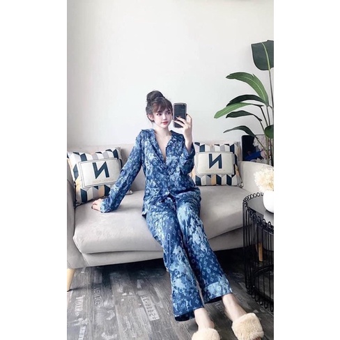 Đồ Bộ Mặc Nhà Pijama Nữ Dài Tay Cao Cấp - Đồ Ngủ Lụa Quảng Châu