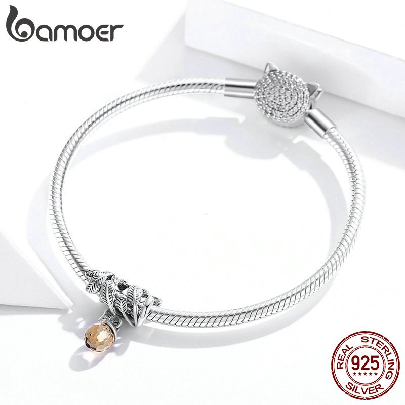 Charm bạc sterling 925 Bamoer BSC336 chính hãng hình quả thông may mắn CZ DIY
