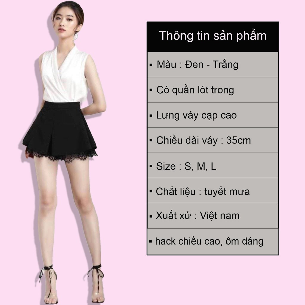 Chân váy ngắn lưng cao phối ren, Chân váy nữ chất tuyết mưa SUNA FASHION từ 42 - 60kg | BigBuy360 - bigbuy360.vn