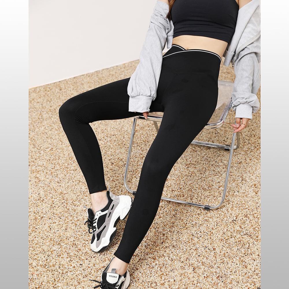 Quần legging nữ cạp chéo lưng cạp cao Mua9shop co giãn vải đẹp