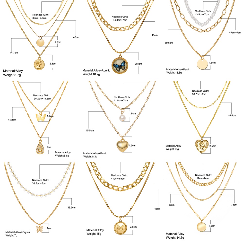 Dây chuyền màu bạc vàng đồng hình bướm/ rắn/ chữ cái dạng xích dày phong cách Hàn Quốc cho nữ