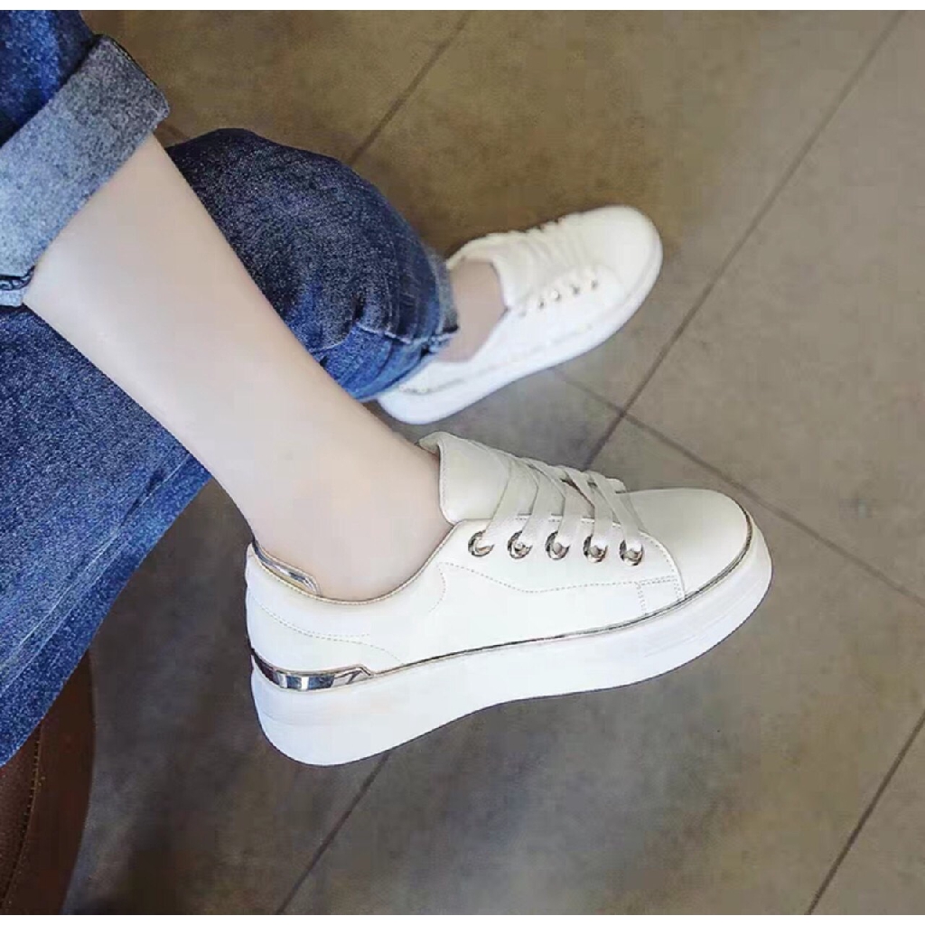 giày thể thao nữ viền bạc chất đẹp fullbox L8005