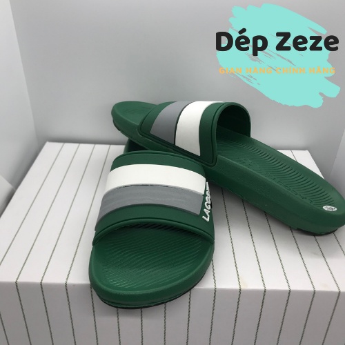 Dép quai ngang nam hàng hiệu cao su Lacoste cao cấp xuất dư