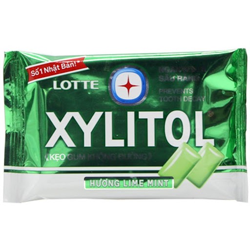 vỉ kẹo cao su lotte xylitol các vị không đường 11,6g