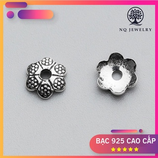 Charm bạc chụp hạt hoạ tiết hoa văn