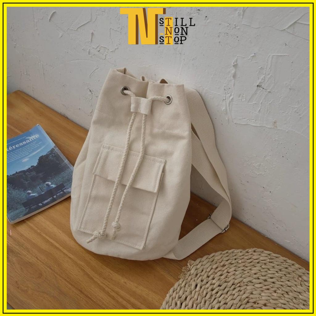 Túi tote balo đeo chéo dây rút unisex nam nữ vải canvas giá rẻ đi học đi chơi RBL01 XUONGMAITNT