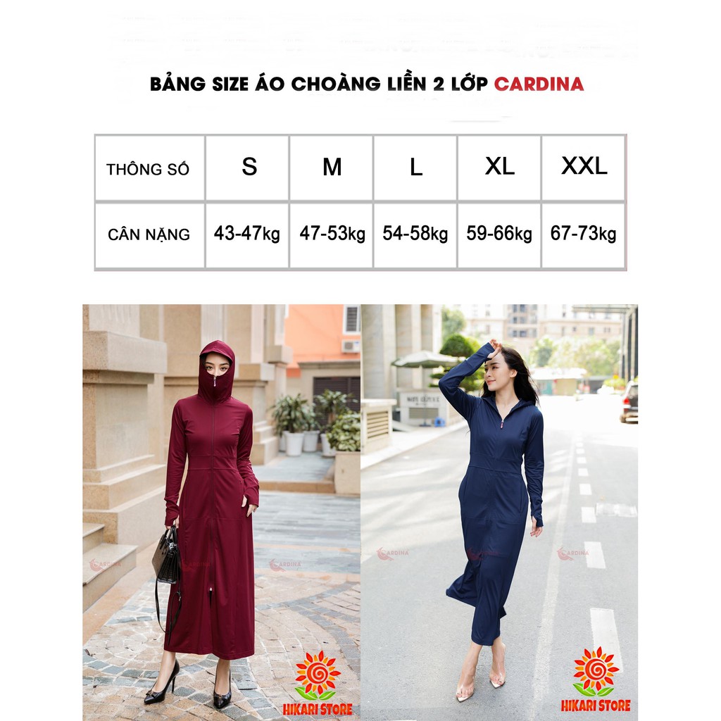 Áo choàng chống nắng 2 lớp Cardina CHÍNH HÃNG - Làm mát, chống tia UV | BigBuy360 - bigbuy360.vn
