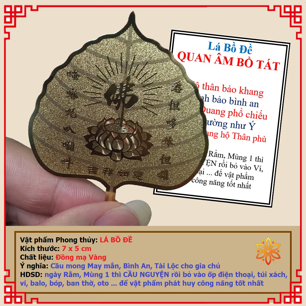 Lá Bồ Đề Quan Âm Bồ Tát vàng Cầu May Mắn, Bình An, Tài Lộc cho gia chủ - PHONG THỦY LIÊN HOA | BigBuy360 - bigbuy360.vn
