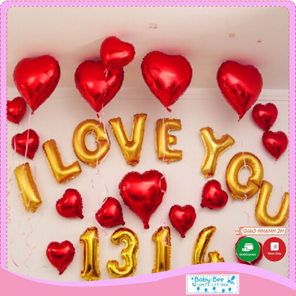 Set bóng I LOVE YOU kèm tim và số 1314- Ms: 018