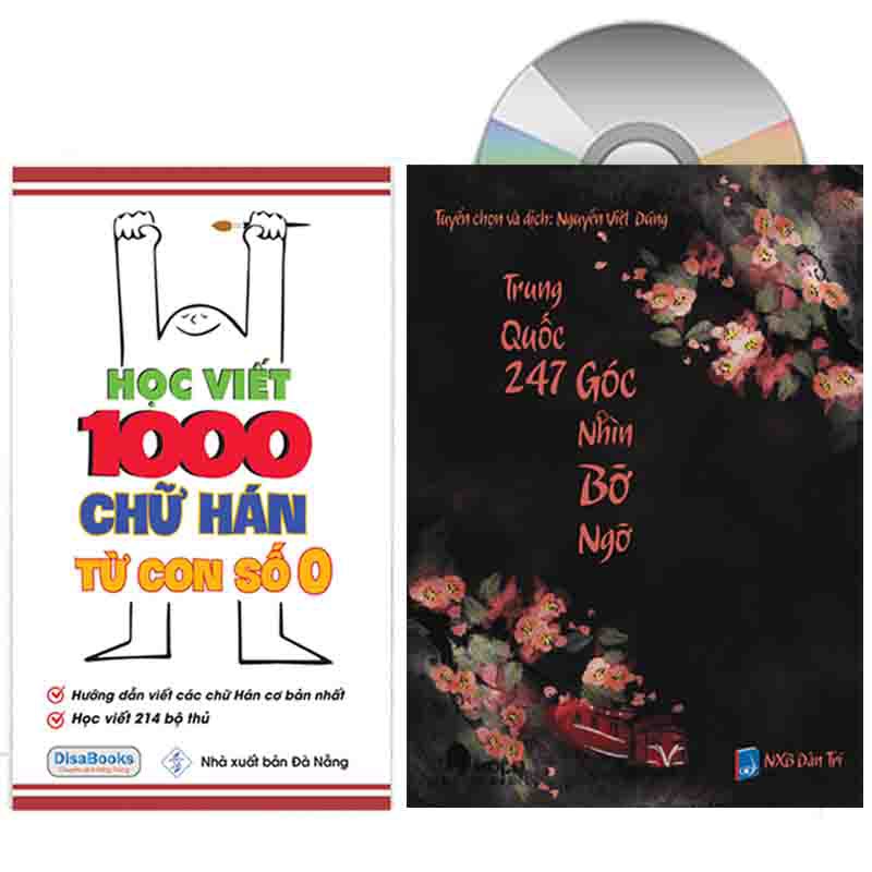 Sách - Combo: Học viết 1000 chữ Hán từ con số 0 + Trung Quốc 247 – Góc Nhìn Bỡ Ngỡ + DVD quà tặng