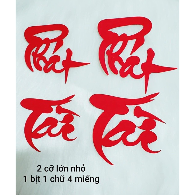 Bịch 4 Chữ thư pháp PHÁT - PHÚC - TÀI - LỘC dán dưa hấu - dán bưởi trang trí Tết
