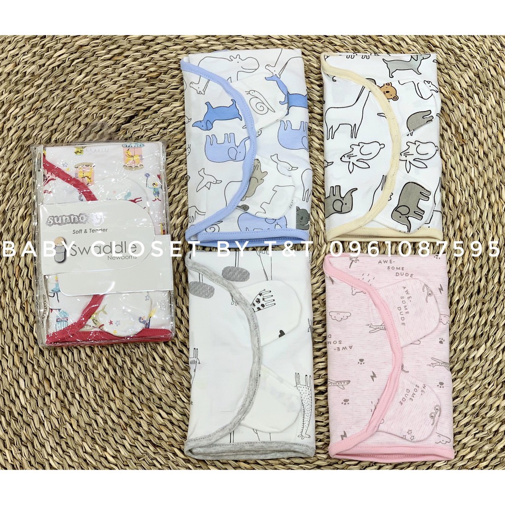 Quấn ủ kén cotton họa tiết Swaddle Sunnozy