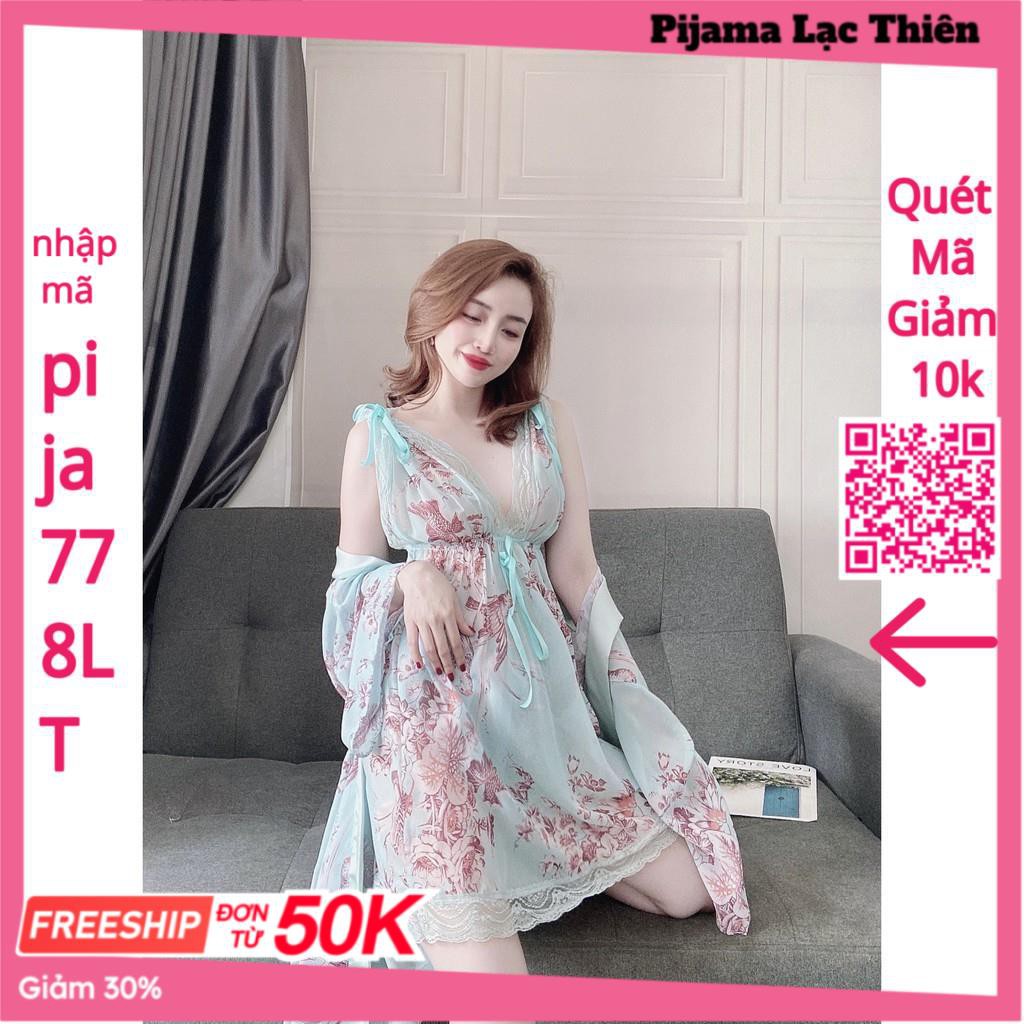 Váy Ngủ Xuyên Thấu Nữ, Set Đồ Ngủ Sexy 3 Món ( Váy Ngủ, Áo Choàng Kèm Quần ) , Đầm Ngủ Mặc Nhà Bigsize Chất Voan Tơ. | BigBuy360 - bigbuy360.vn