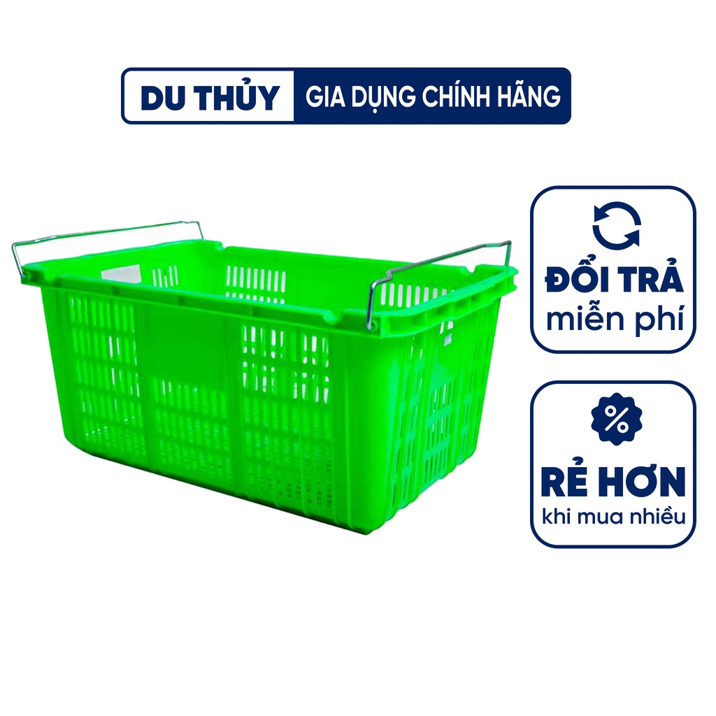 Sóng nhựa có quai sắc nhựa chính phẩm, cứng cáp, chắc chắn đủ màu đựng hải sản đồ chợ nhà hàng của gia dụng Du Thủy