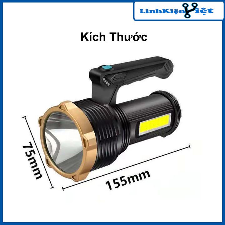 Đèn pin T712 led COB 10W đèn làm việc sạc USB siêu sáng đèn LED cắm trại báo dung lượng pin