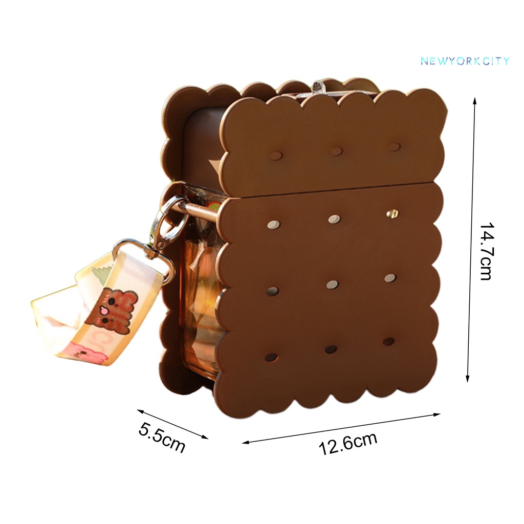 Bình Nước Hình Bánh Quy 380ml Bằng Nhựa Gọn Nhẹ Kèm Ống Hút Tiện Dụng