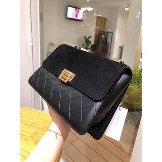 Túi C khóa gập da lộn sz 25
