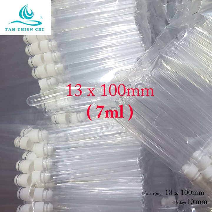 Ống nghiệm nhựa PS trắng trong có nắp không nhãn 7ml  HTM túi 100 tube