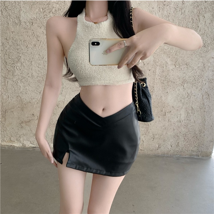 Chân Váy Da PU Lưng Thấp Phong Cách Phương Tây Quyến Rũ Cho Nữ