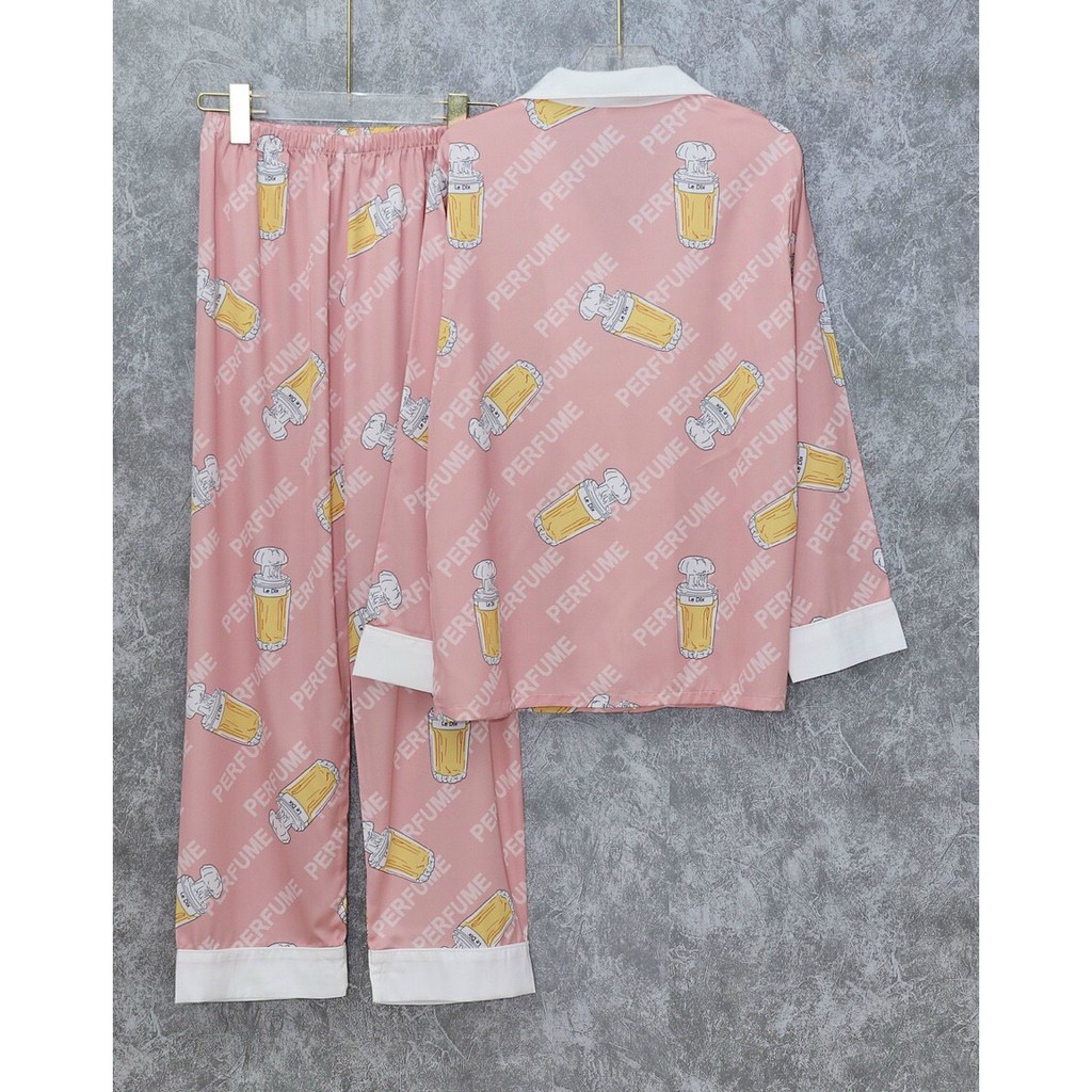 [Hàng Sẵn chuyên Sỉ] B151 Bộ ngủ pijama lụa QCCC tay dài quần dài,  in hình siêu dễ thương vải lại siêu đẹp.